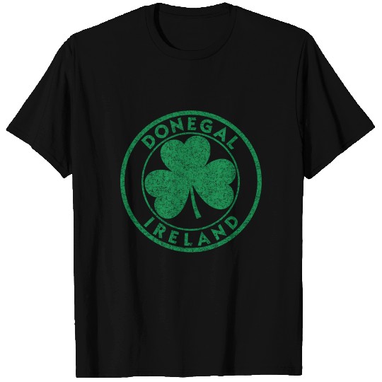 Donegal Ireland Shamrock Sign Distressed Green T Shirts
