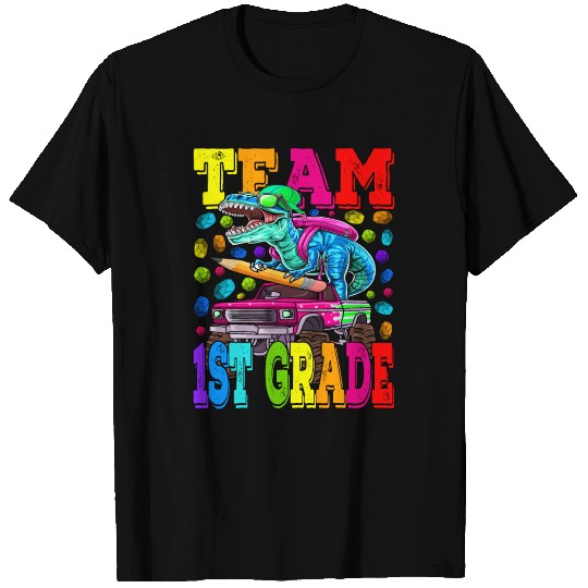 Team 1st Grade Monster Truck Dinosaur T Shirts