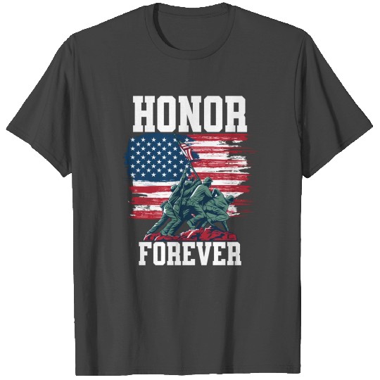 Honor Forever Memorial Day Veteran Flag Military T Shirts