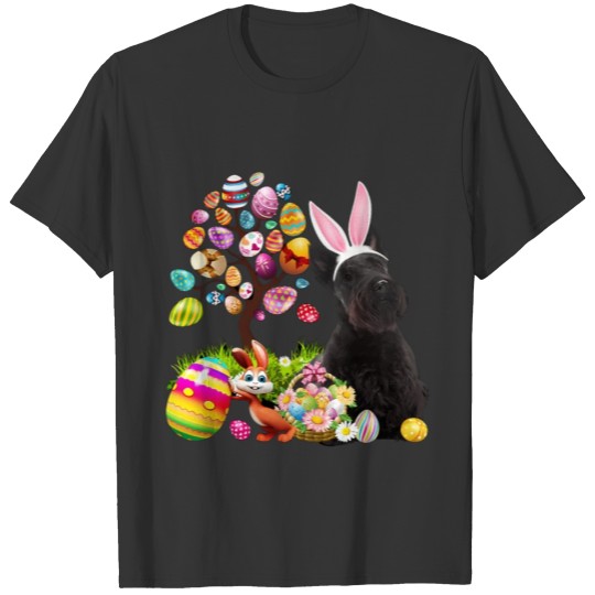Easter Bunny Scottish Terrier Dog Ear Tree Egg T Shirts
