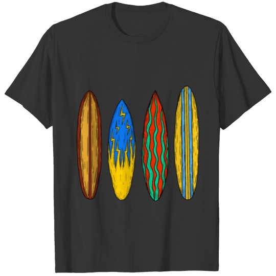 And Colorful Surfboards On Tropical Waves T Shirts