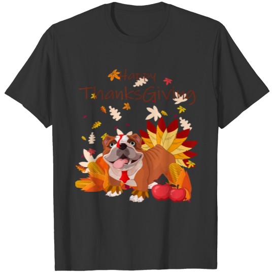 Halloween English Bulldog Dog Happy Thanksgiving T Shirts
