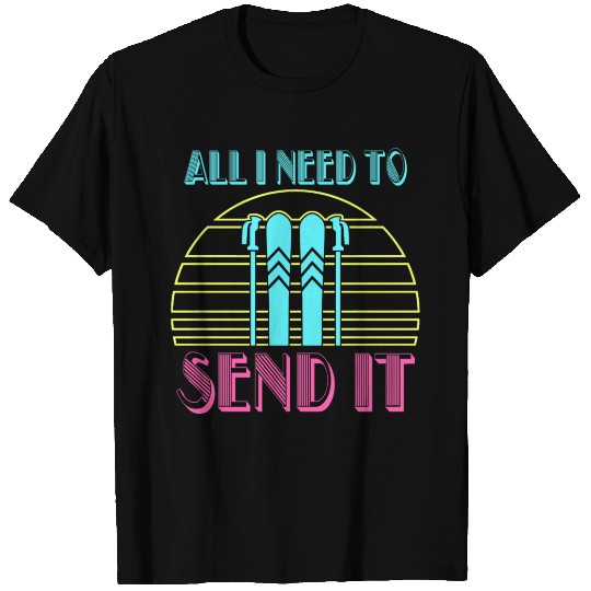 Retro Neon Send It Skiing Freestyle Skiers Ski T Shirts