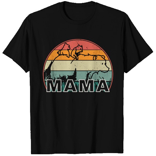 Mama Bear grizzly Retro With Cubs distressed print T Shirts