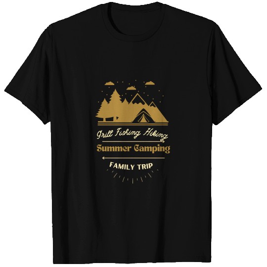 Grill Fishing Hiking Summer Camping Family Trip T Shirts