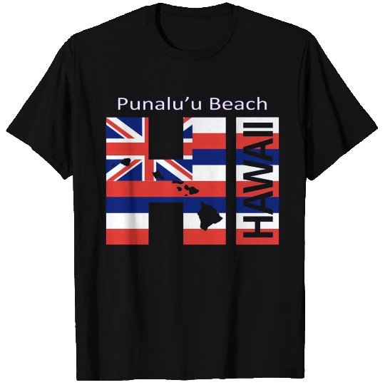 Punaluâ€™U Beach Hi Hawaii Islands Flag T Shirts