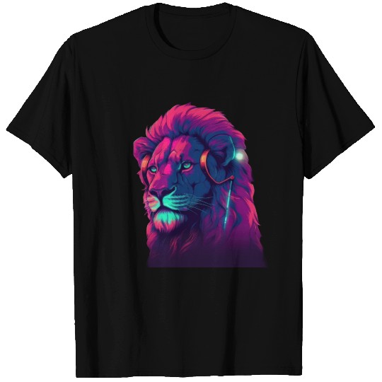 Lionheart Beats The Synthwave Roar of a Lion T Shirts