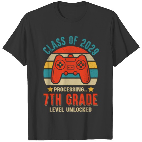 Class Of 2029 7Th Grade Unlocked Gaming Graduate T Shirts