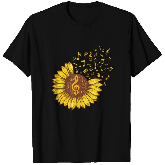 Sunflower Music Note Music Lovers T Shirts