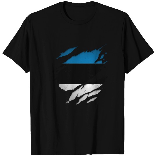 Proud Estonian T Shirts Torn Ripped Estonia Flag