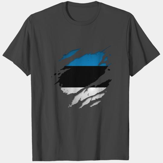 Proud Estonian T Shirts Torn Ripped Estonia Flag