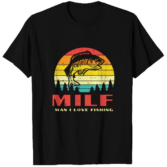 I Love Fishing Sunset Retro Fisher Angler Dad T Shirts