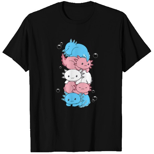Kawaii Axolotl Pile Transgender Pride Flag Trans T Shirts
