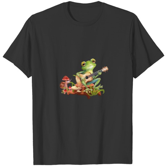 Vintage Cottagecore Aesthetic Frog Mushroom Playin T Shirts