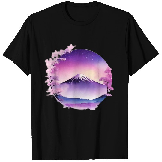 Japan Mount Fuji Dreamy Lo-Fi Style Retro Purple T Shirts