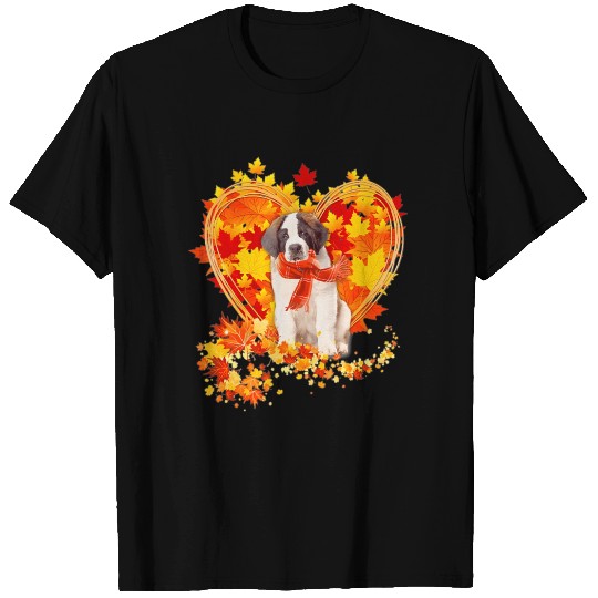 Autumn Leaf Heart Saint Bernard Scarf Fall Lover T Shirts