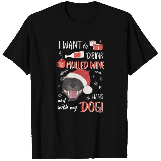 Staffordshire Bull Terrier Mulled Wine Christmas T Shirts
