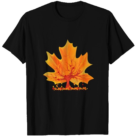 Maple Leaf Autumn Tree Orange Fall Leaves Season T Shirts