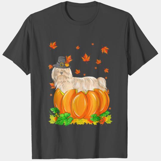 Lhasa Apso Happy Thanksgiving Dog Pumpkin Fall T Shirts