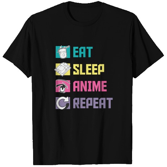 Eat Sleep Anime Repeat funny T Shirts
