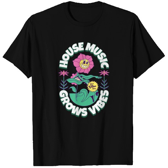 HOUSE MUSIC - Grows Vibes (White/pink/green) T Shirts