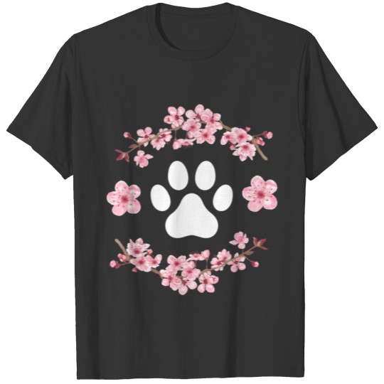 Dog Paw Fur Mama Wo'S K Flowers Sakura Dog T Shirts