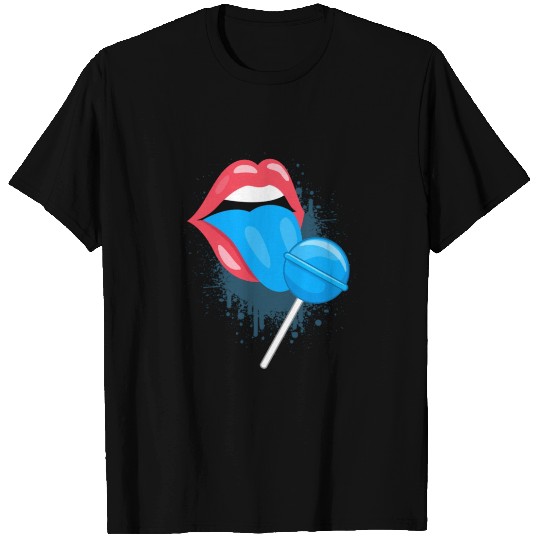 Blue Lollipop Lollipop Licking Candy Tongue T Shirts