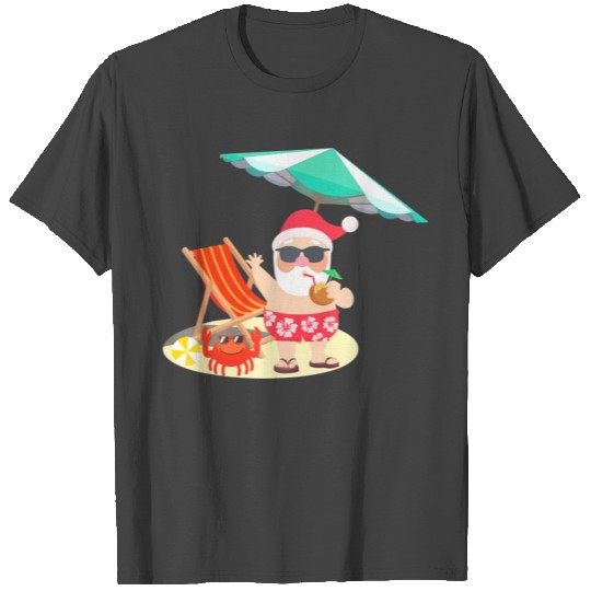 Santa Claus Beach Funny Summer Christmas In July T Shirts