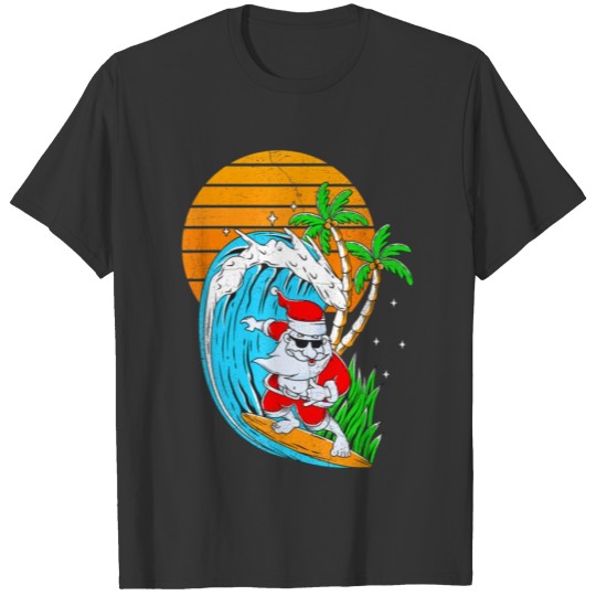 Summer Surfer Surfing Santa Christmas In July T Shirts