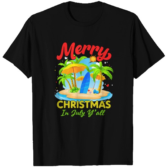 Christmas in July Palm Tree Xmas Tree Beach T Shirts
