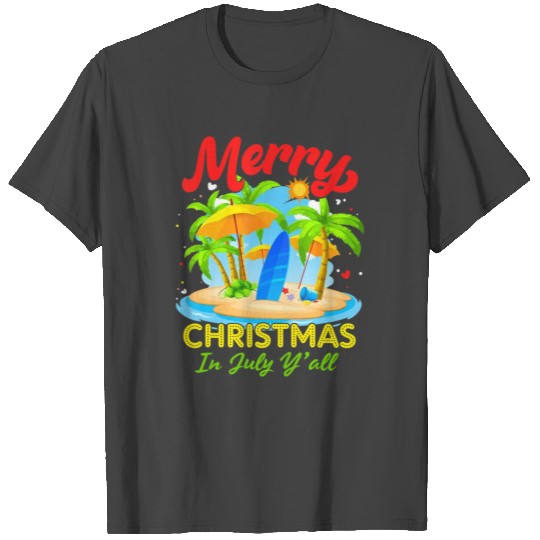Christmas in July Palm Tree Xmas Tree Beach T Shirts