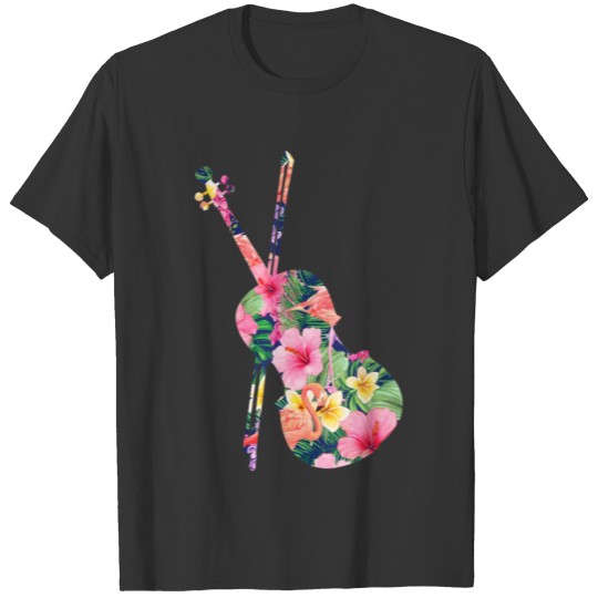 Violin Violinist Tropical Flower Floral T Shirts
