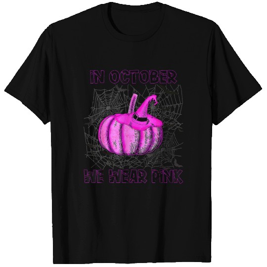 In October We Wear Pink Pumpkin Buffalo Plaid T Shirts