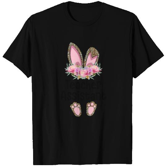 Easter Bunny Ear Teacher Leopard Teacher Assistant T Shirts