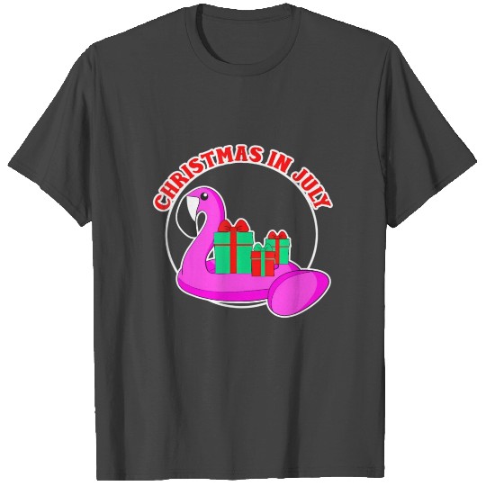 Christmas In July Flamingo Pool Float T Shirts