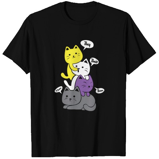 Nonbinary They Their Them Meow Non-Binary Flag T Shirts