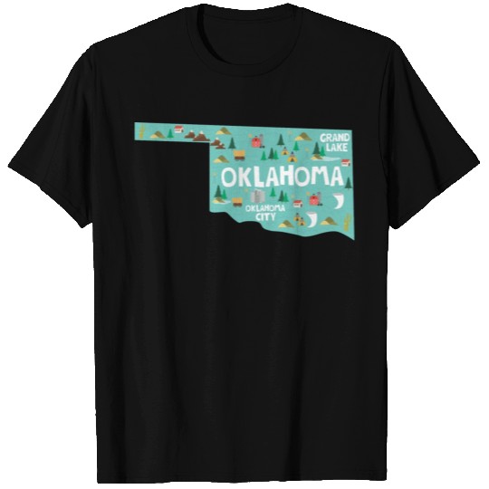 Oklahoma State Usa Illustrated Map T Shirts