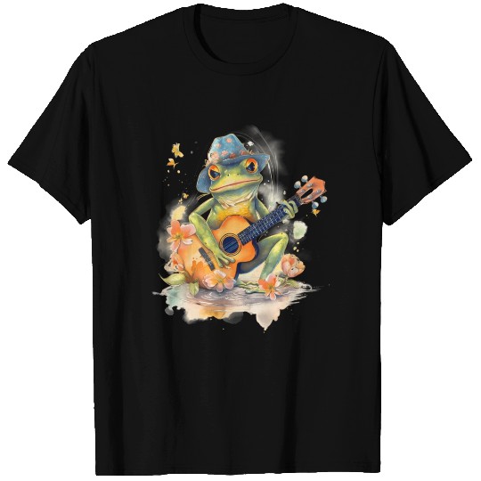 Cottagecore Aesthetic Frog Playing Banjo Guitar T Shirts