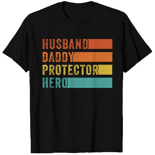 Retro Husband Daddy Protector Hero Fathers day T Shirts
