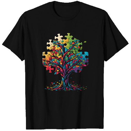 Neurodiversity Autism Awareness Colorful Tree Puzz T Shirts