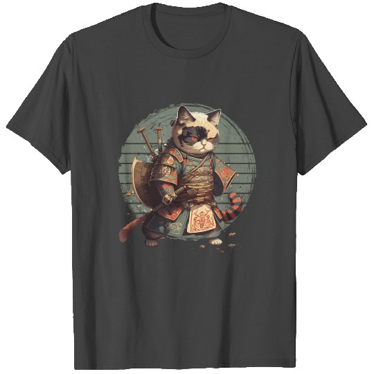 Samurai Cat Warrior Japanese Ninja Cat Kawaii T Shirts