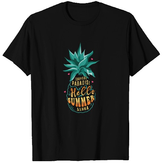 Tropical Pineapple Hawaii Surf Hello Summer T Shirts