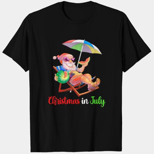 Christmas In July Santa Watermelon Tropical T Shirts