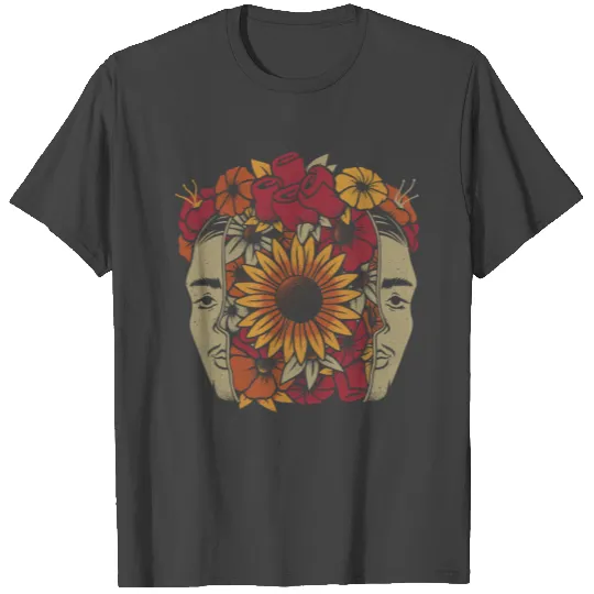 Frida Kahlo Head Flowers T Shirts