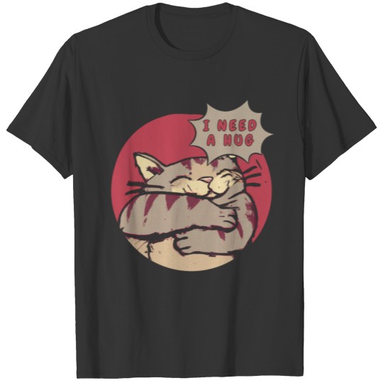 National Hug Your Cat Day / Retro-Anime style T Shirts