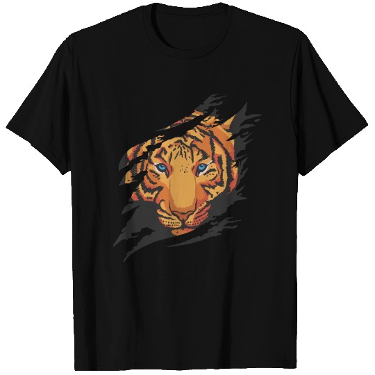 Tiger Wild Animal Ripped With A Tiger Seen Through T Shirts