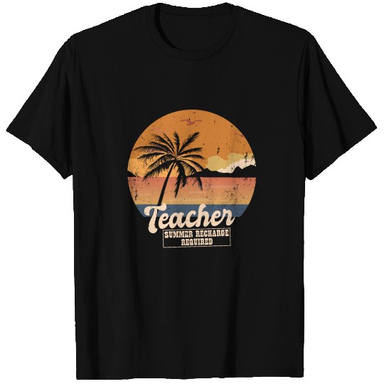 Funny Last Day Of School Teacher Summer Recharge T Shirts