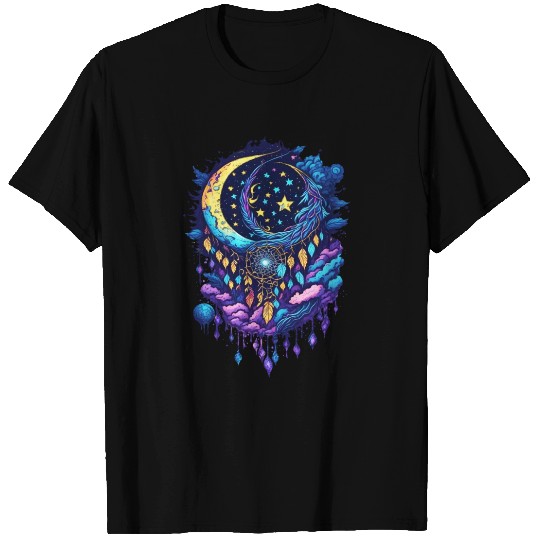 Dreamcatcher Moon and Clouds T Shirts