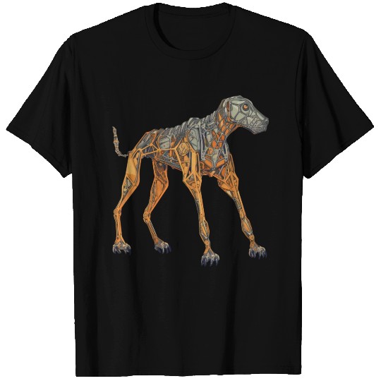 Doberman Cyborg Dog in Orange T Shirts