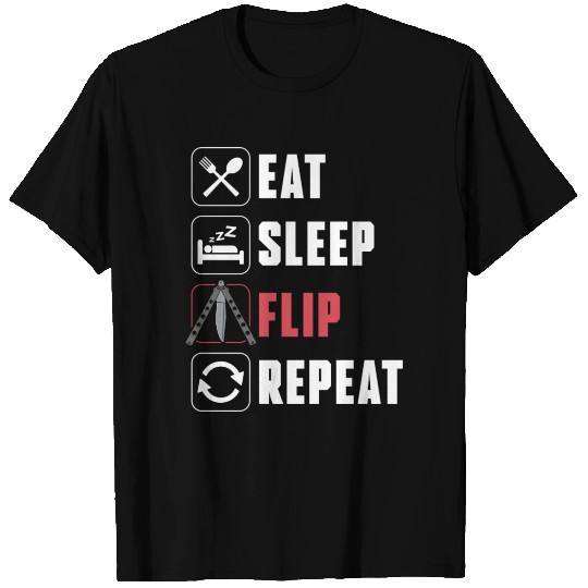 Eat Sleep Flip Repeat Funny Balisong Butterfly T Shirts